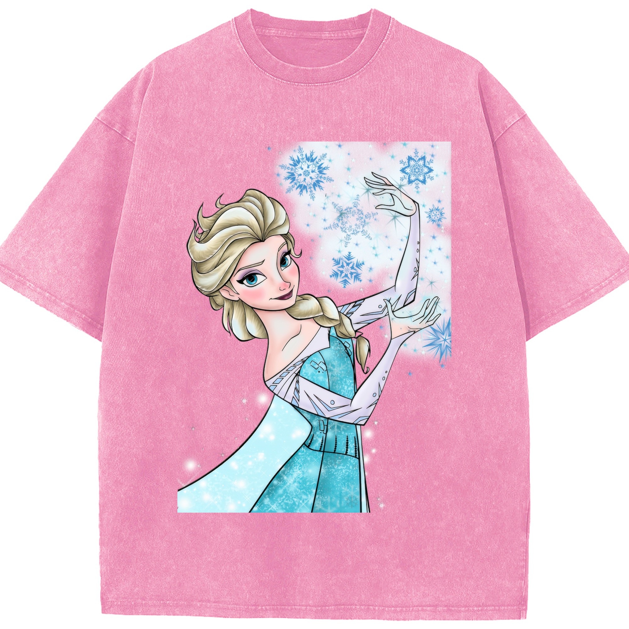 （画像用） アナと雪の女王 アンナ エルサ Frozen Anna Elsa 綿100% ヴィンテージ風 半袖Tシャツ（フロントプリント）